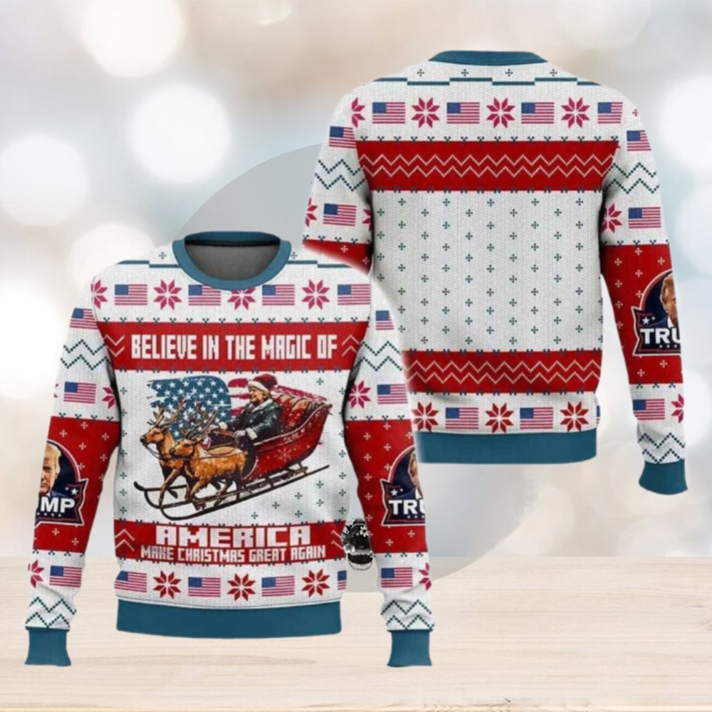 Trump Believe In The Magic Of America MAGA Christmas Ugly Sweater Trump Believe In The Magic Of America MAGA Christmas Ugly Sweater