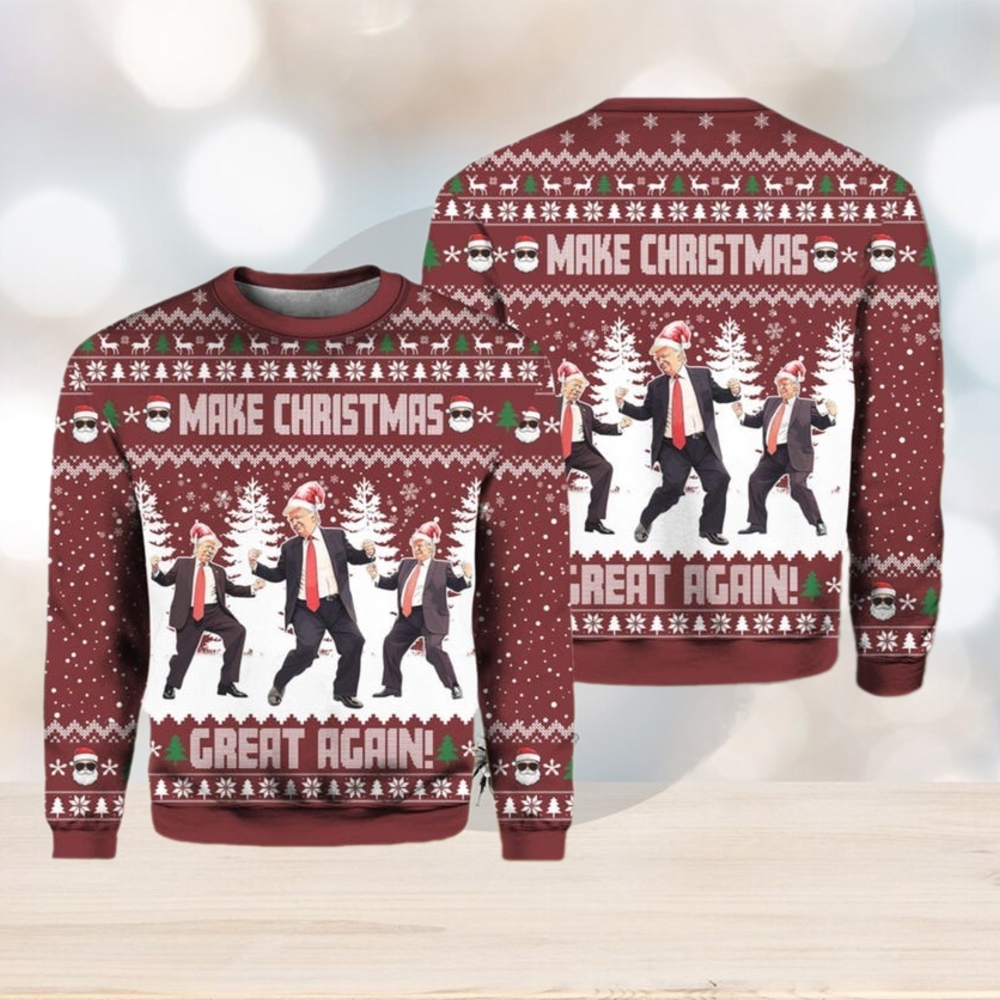 Trump Dancing Make Christmas Great Again Ugly Sweater, Funny Trump Christmas Sweater Trump Dancing Make Christmas Great Again Ugly Sweater, Funny Trump Christmas Sweater