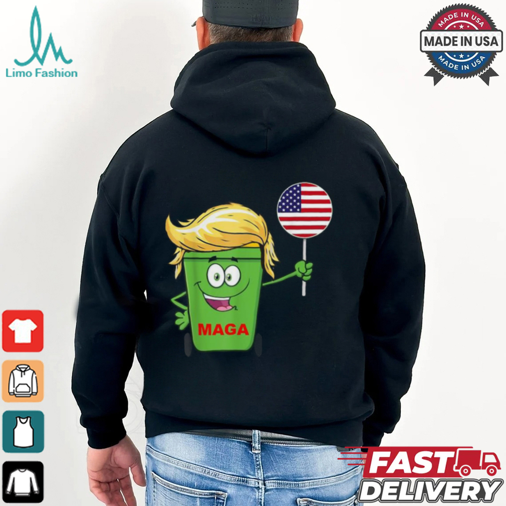 Trump MAGA Cartoon Garbage Can American Flag T Shirts Trump MAGA Cartoon Garbage Can American Flag T Shirts