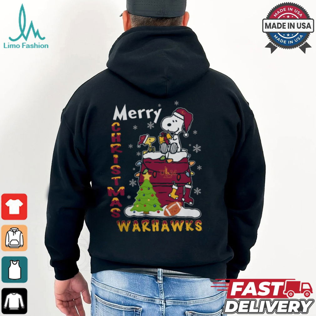 ULM Warhawks Snoopy And Woodstock Merry Christmas Shirt ULM Warhawks Snoopy And Woodstock Merry Christmas Shirt
