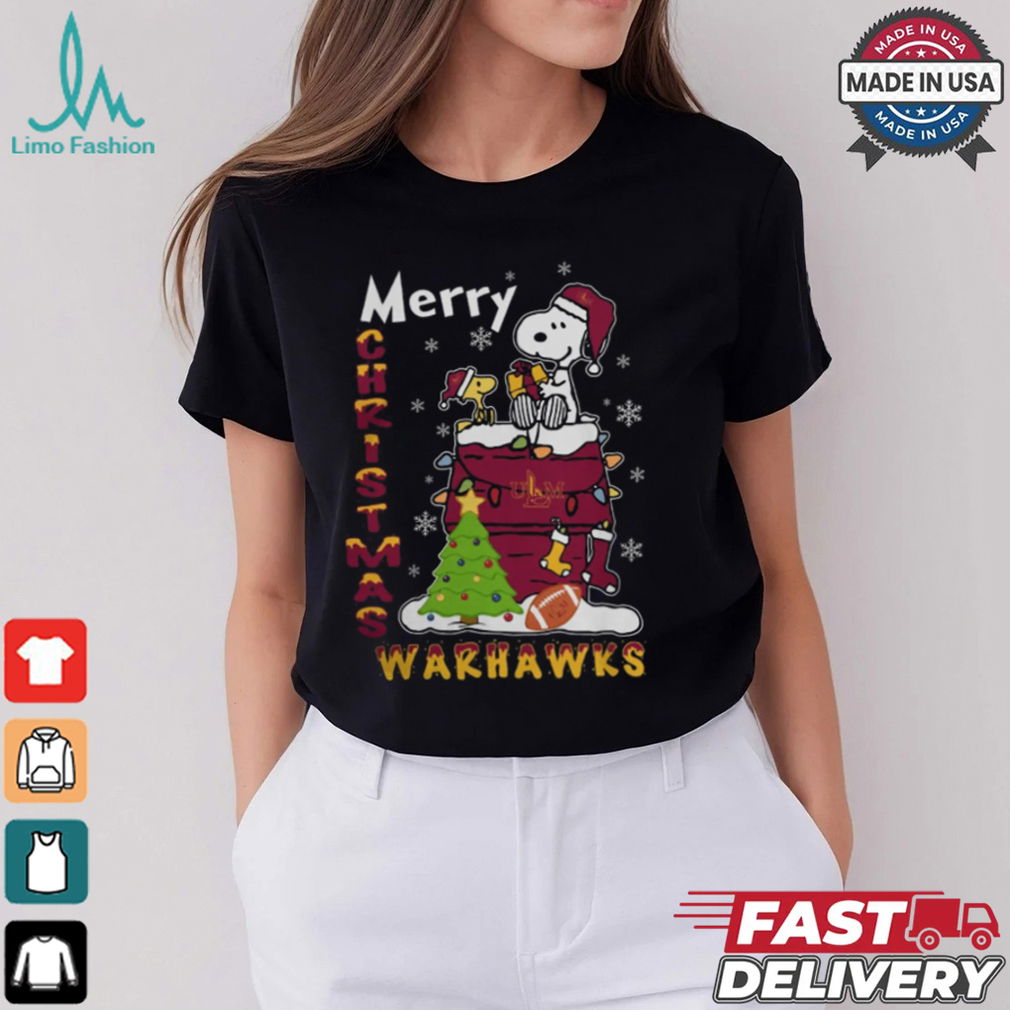 ULM Warhawks Snoopy And Woodstock Merry Christmas Shirt ULM Warhawks Snoopy And Woodstock Merry Christmas Shirt
