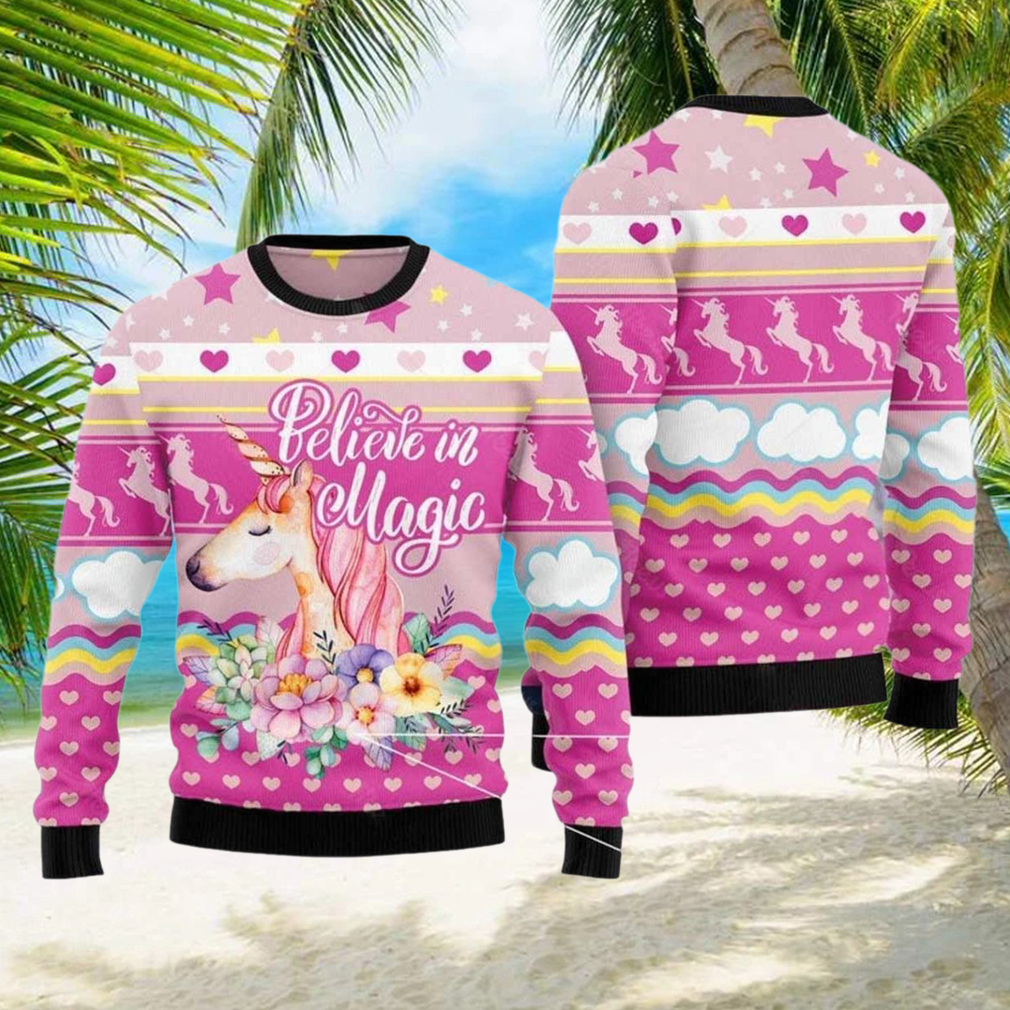Unicorn Believe In Magic Ugly Christmas Sweater Unicorn Believe In Magic Ugly Christmas Sweater