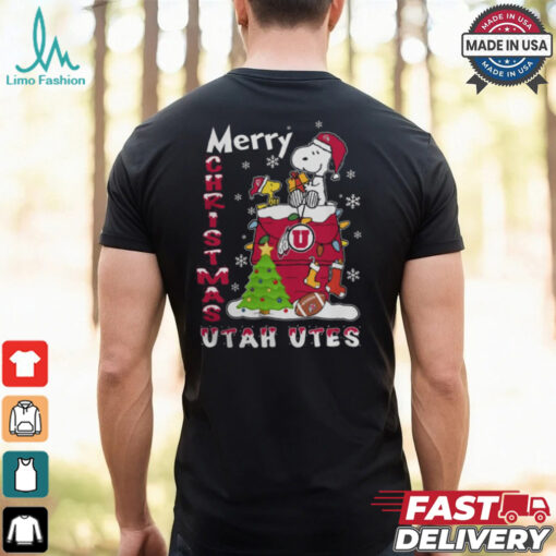 Utah Utes Snoopy And Woodstock Merry Christmas Shirt