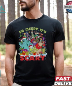Vintage Disneyland Pixar Monsters Inc Christmas So Merry It's Scary Shirt