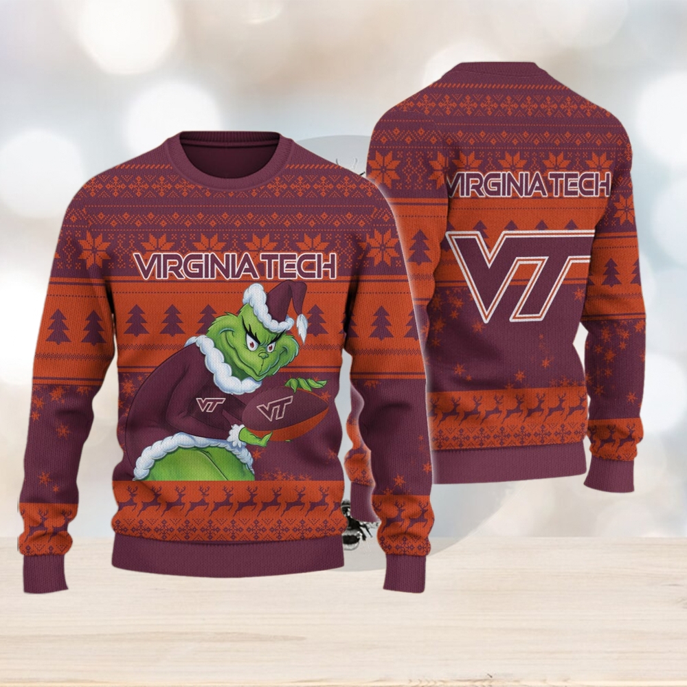 Virginia Tech Hokies Grinch Ugly Christmas Sweater Virginia Tech Hokies Grinch Ugly Christmas Sweater