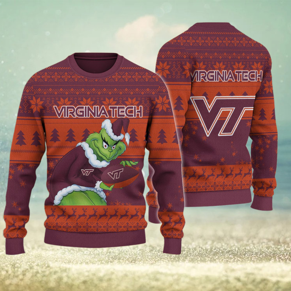 Virginia Tech Hokies Grinch Ugly Christmas Sweater Virginia Tech Hokies Grinch Ugly Christmas Sweater