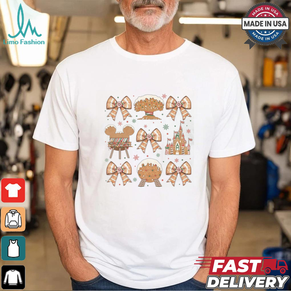 Walt Disneyworld Coquette Bows Gingerbread Christmas Shirt Walt Disneyworld Coquette Bows Gingerbread Christmas Shirt