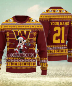 Washington Commanders Mickey Mouse Santa Ugly Christmas Sweater
