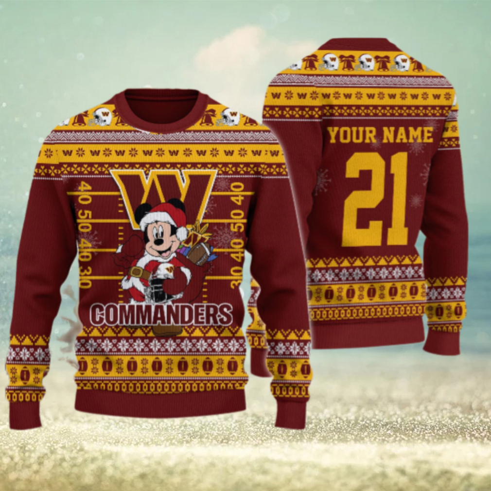 Washington Commanders Mickey Mouse Santa Ugly Christmas Sweater Washington Commanders Mickey Mouse Santa Ugly Christmas Sweater