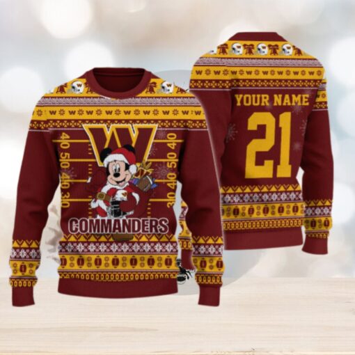 Washington Commanders Mickey Mouse Santa Ugly Christmas Sweater