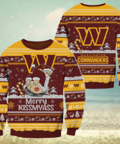 Washington Commanders NFL 2024 Merrykissmyass Funny Santa Claus Christmas Ugly Sweater