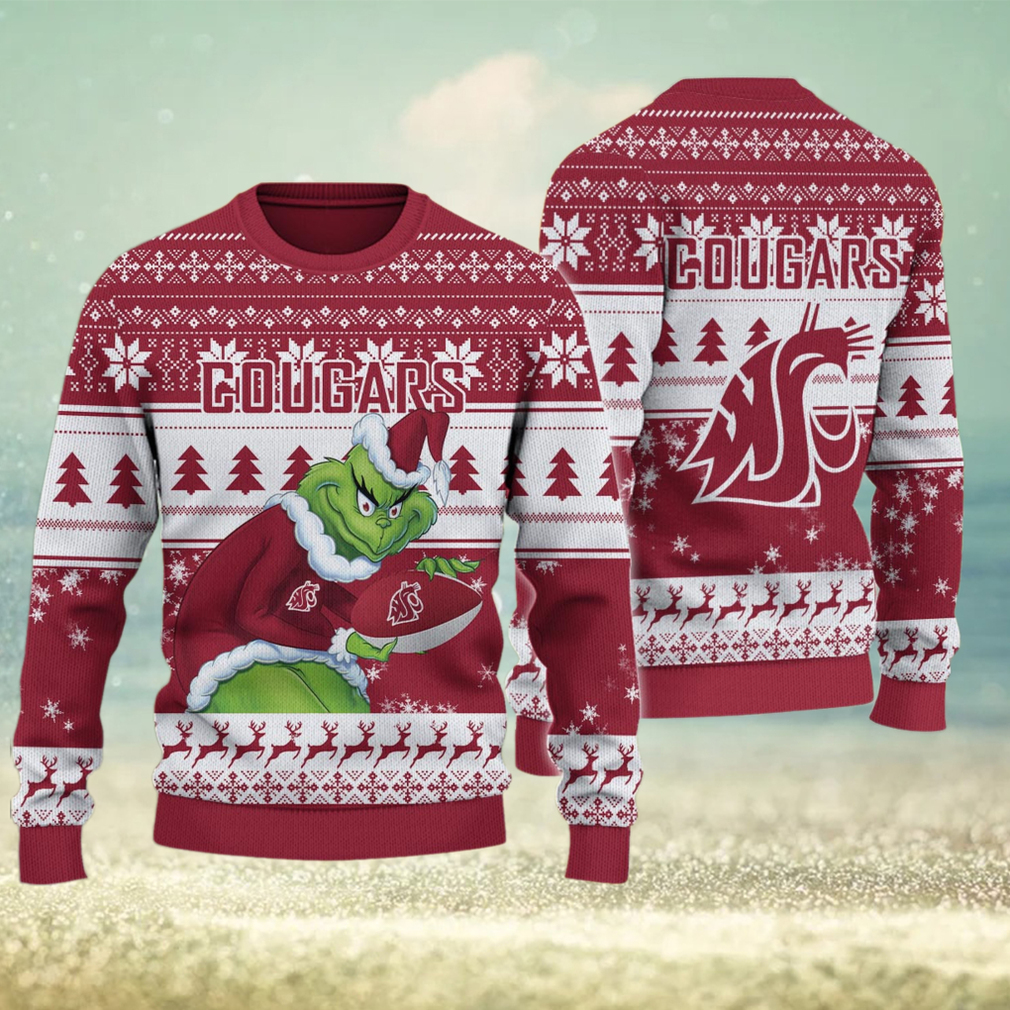 Washington State Cougars Grinch Ugly Christmas Sweater Washington State Cougars Grinch Ugly Christmas Sweater