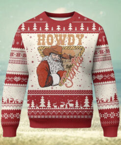 Xmas Cowboy Santa Ugly Christmas Sweater Howdy Santa Vintage Western