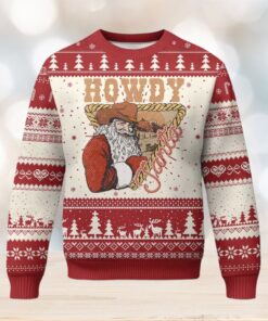 Xmas Cowboy Santa Ugly Christmas Sweater Howdy Santa Vintage Western
