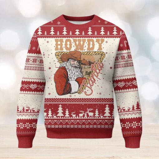 Xmas Cowboy Santa Ugly Christmas Sweater Howdy Santa Vintage Western