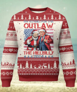 Xmas Trump Vance 2024 Ugly Christmas Sweater I Voting For The Outlaw and The Hillbilly