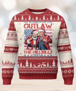 Xmas Trump Vance 2024 Ugly Christmas Sweater I Voting For The Outlaw and The Hillbilly