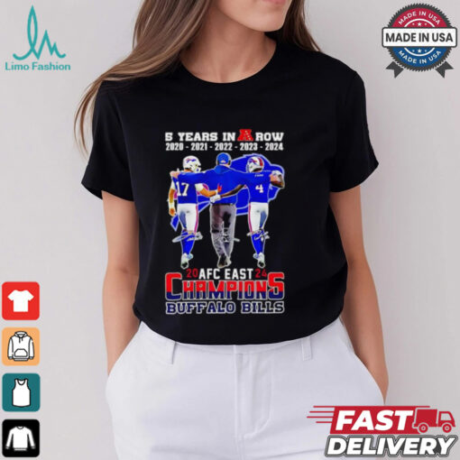 5 years in a row 2024 AFC Eastern Division Champions Buffalo Bills signatures shirt