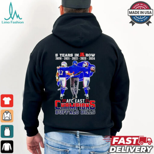 5 years in a row 2024 AFC Eastern Division Champions Buffalo Bills signatures shirt