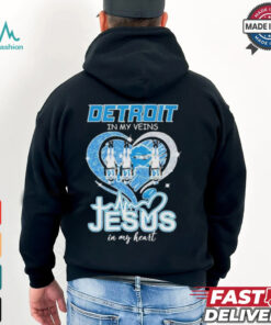 Amon Ra St. Brown Detroit Lions In My Veins Jesus In My Heart T Shirt