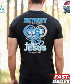 Amon Ra St. Brown Detroit Lions In My Veins Jesus In My Heart T Shirt