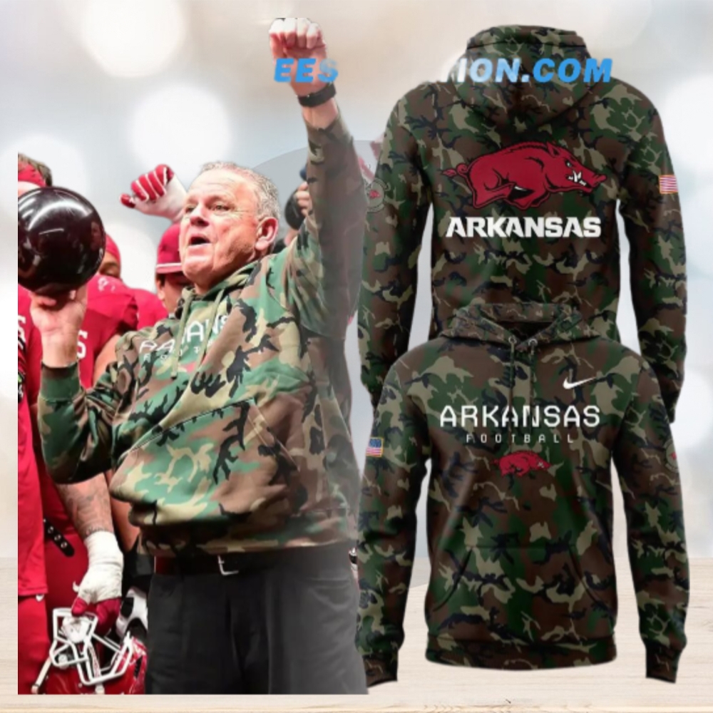 Arkansas Razorback Coach Sam Pittman Camo Hoodie