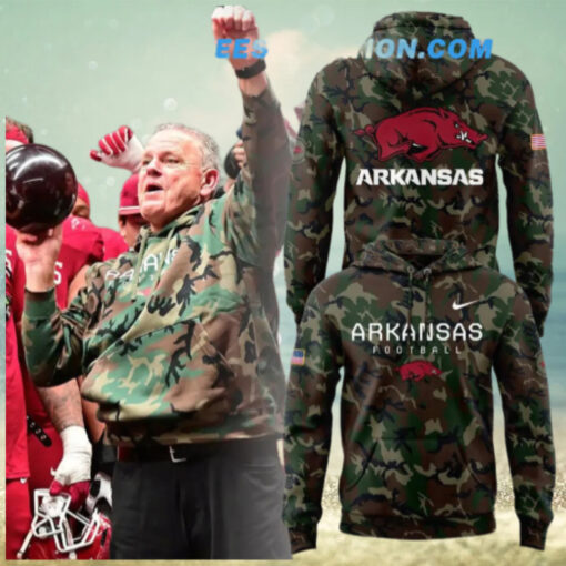 Arkansas Razorback Coach Sam Pittman Camo Hoodie