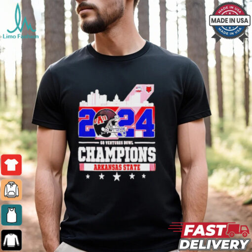 Arkansas State Red Wolves Football 68 Ventures Bowl Champions 2024 City Skyline NCAAF Bowl Games 2024 2025 T Shirts