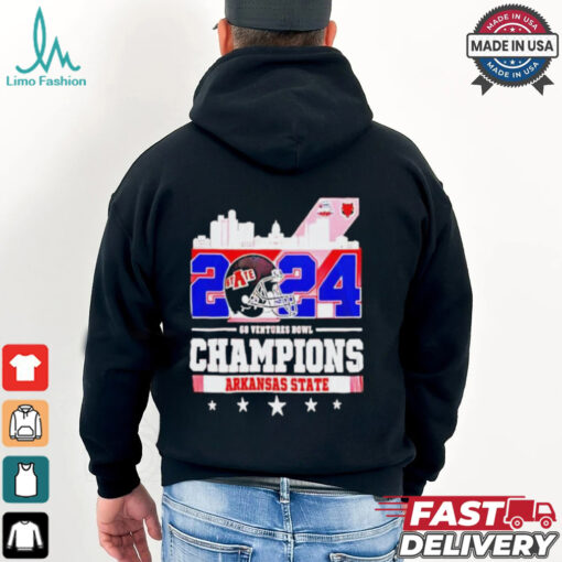 Arkansas State Red Wolves Football 68 Ventures Bowl Champions 2024 City Skyline NCAAF Bowl Games 2024 2025 T Shirts