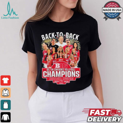 Back To Back Big Ten Coference Volleyball Champions Nebraska Cornhuskers 2023 2024 Shirts