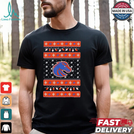 Boise State Broncos Ugly Christmas light Shirt