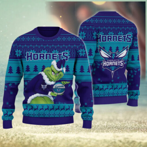 Charlotte Hornets Grinch Christmas Ugly Sweater