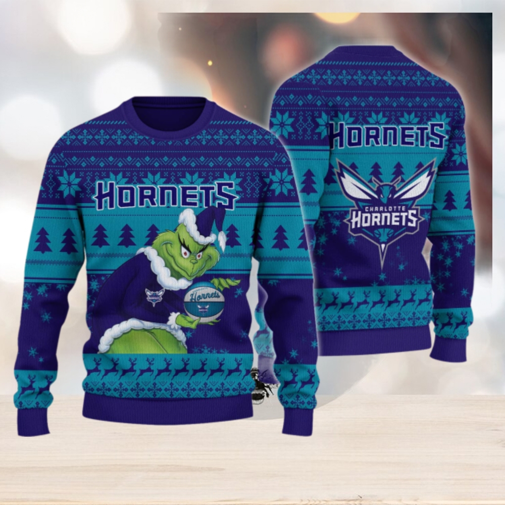 Charlotte Hornets Grinch Christmas Ugly Sweater Charlotte Hornets Grinch Christmas Ugly Sweater