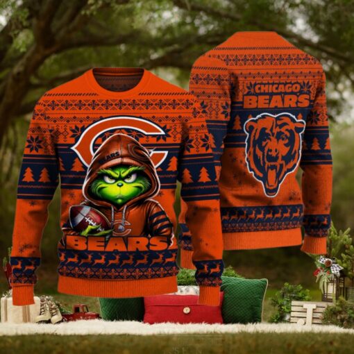 Chicago Bears Christmas Grinch Knitted Sweater