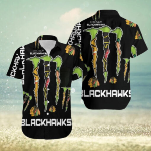 Chicago Blackhawks Monster Energy Claw Hawaiian Shirt