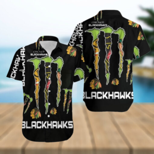 Chicago Blackhawks Monster Energy Claw Hawaiian Shirt