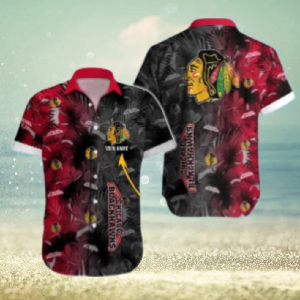 Chicago Blackhawks Tropical Noir Custom Hawaiian Shirt Chicago Blackhawks Tropical Noir Custom Hawaiian Shirt