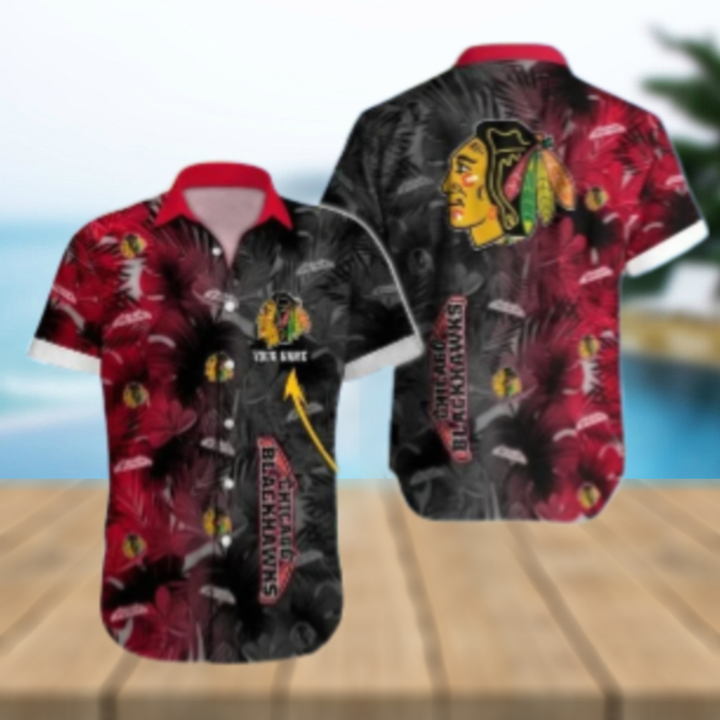 Chicago Blackhawks Tropical Noir Custom Hawaiian Shirt Chicago Blackhawks Tropical Noir Custom Hawaiian Shirt