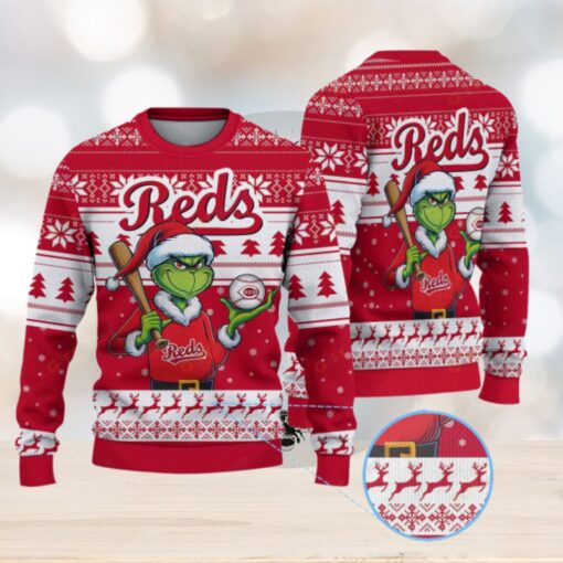 Cincinnati Reds Funny Grinch Christmas Sweater