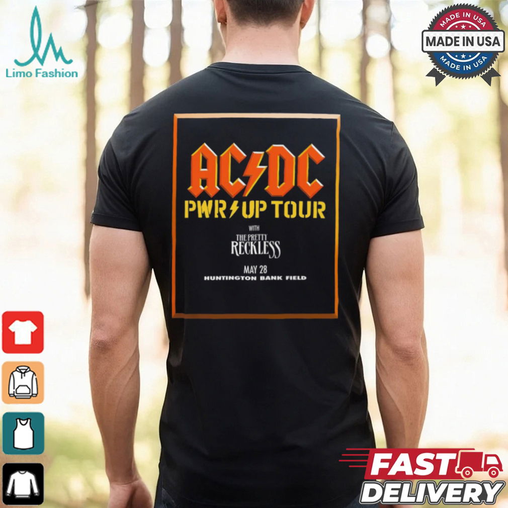 Cleveland Browns AC DC Power Up Tour 2025 Huntington Bank Field On May 28 With The Pretty Reckless t shirt Cleveland Browns AC DC Power Up Tour 2025 Huntington Bank Field On May 28 With The Pretty Reckless t shirt