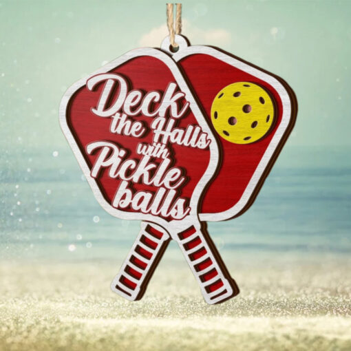 Deck The Halls With Pickleball Christmas Ornament
