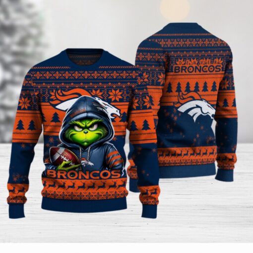 Denver Broncos Christmas Grinch Knitted Sweater