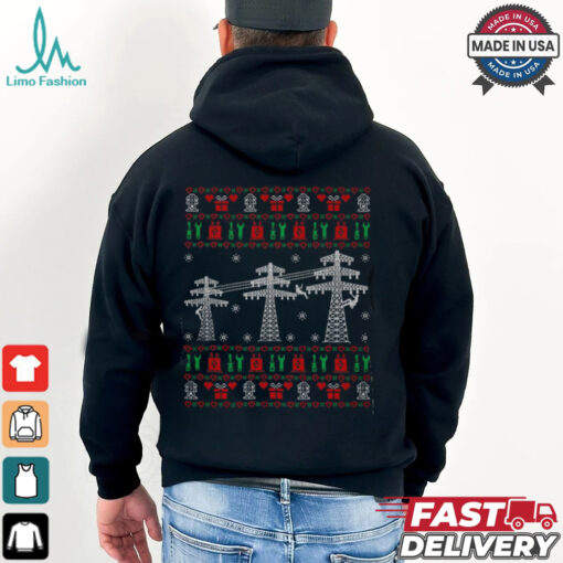 Funny Lineman Ugly Christmas Sweater Gift For Electrician Electrician T Shirt