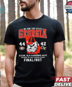 Georgia Bulldogs we run this state 44 42 Georgia Tech final 80T shirt