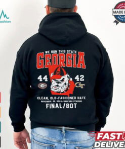 Georgia Bulldogs we run this state 44 42 Georgia Tech final 80T shirt