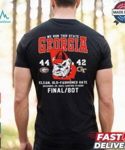 Georgia Bulldogs we run this state 44 42 Georgia Tech final 80T shirt
