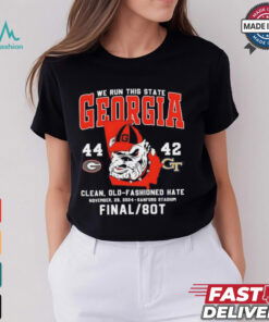 Georgia Bulldogs we run this state 44 42 Georgia Tech final 80T shirt