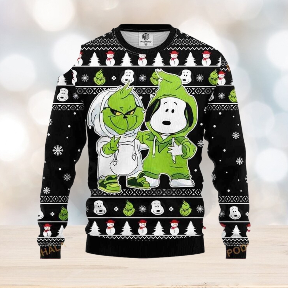 Grinch And Snoopy Friends Ugly Xmas Wool Knitted Sweater Grinch And Snoopy Friends Ugly Xmas Wool Knitted Sweater