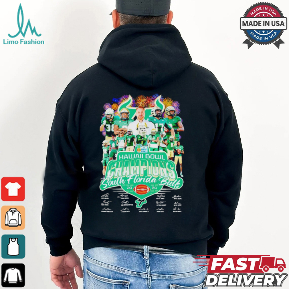 Hawaii Bowl Champions South Florida Bulls 2024 signature t shirt Hawaii Bowl Champions South Florida Bulls 2024 signature t shirt