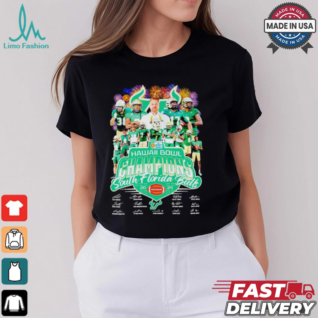 Hawaii Bowl Champions South Florida Bulls 2024 signature t shirt Hawaii Bowl Champions South Florida Bulls 2024 signature t shirt